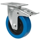 Přepravní kolečka, otočná s upevňovací deskou a brzdou, elastická kolečka z pevné pryže, modré